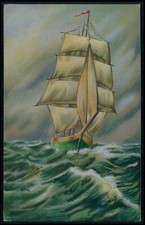 ii art Herman af Sillen ship sail boat original old c1920-1930s postcard