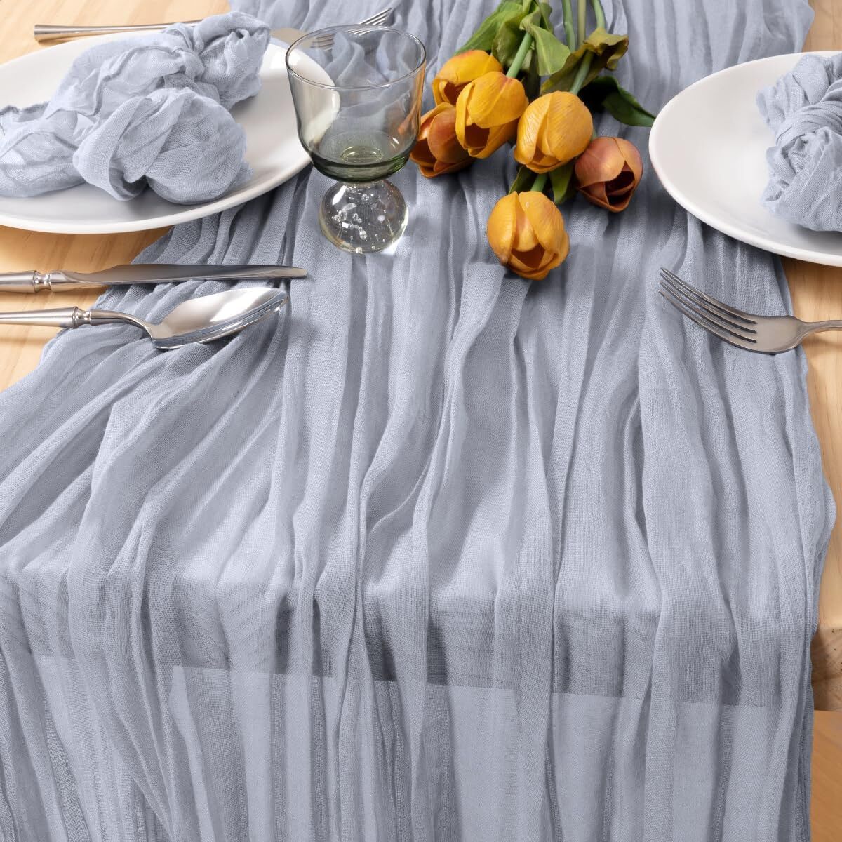 MLMC Cheesecloth Table Runner 10ft Gauze Rustic Grey - 1 Pack,