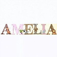 Girls Jungle Safari Themed Wooden Letters - Pink Jungle Custom Nursery Signs