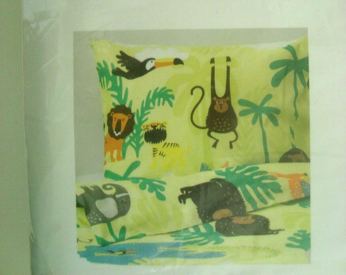 IKEA Duvet Quilt Cover Full Queen w&sol; 2 Pillowcases Monkeys Lions Birds Elephant