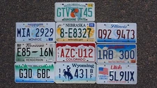 LOT of 10 License Plates COLORFUL & GRAPHIC USA Plate Tag GOOD Group