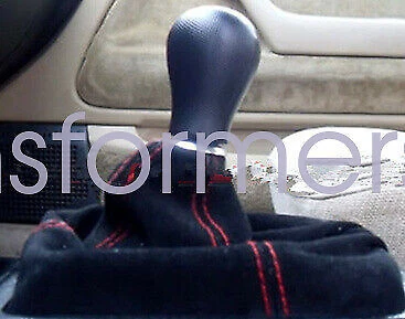 Perilla de cambio de cuero de 5 velocidades estilo JDM Si + cubierta de arranque para Honda Accord Civic CR-V Foto 3 de 4