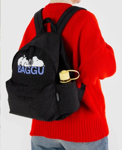 BAGGU Peanuts Snoopy Medium Nylon Backpack Black - Picture 3 of 12