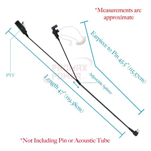 20x Acoustic 2-Wire Earpiece w/ PTT Mic for Motorola Radios BPR40 CLS1110 CP200 - Picture 4 of 13