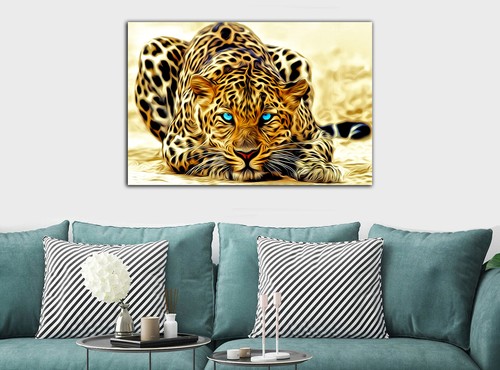 Blue Eyed Leopard - Abstract - Canvas Wall Art Framed Print - Various Sizes - Picture 2 of 3