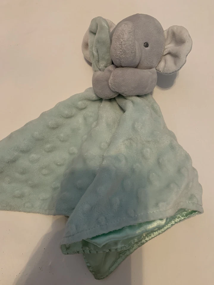 Child of Mine Little Star Gray Elephant Green Minky Dot Security Blanket Lovey  - Image 2 of 4
