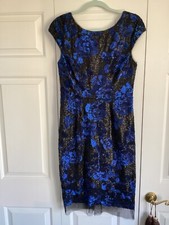 Vera Wang Sequin Elegant Cocktail Dress  Sz8 Blue&Black 