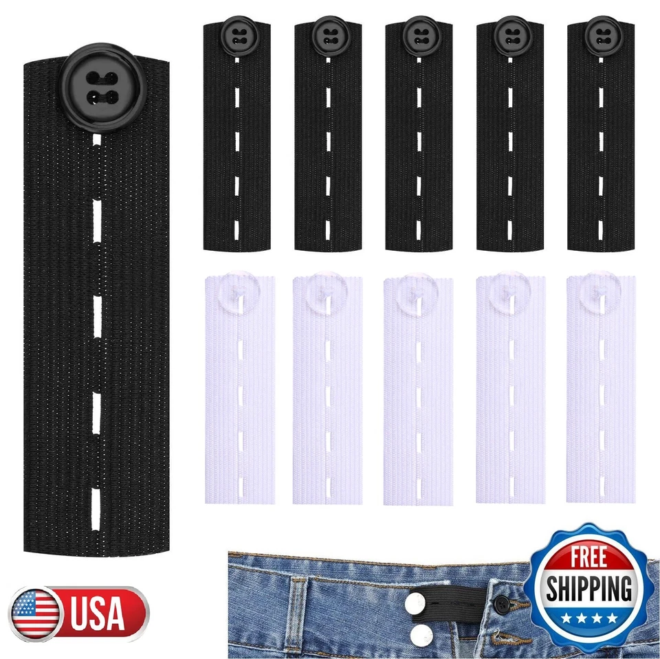 Pantalones Extensores de Botones Elásticos Ajustables Gancho Cintura Elástica Jeans Extensores EE. UU. Foto 2 de 4