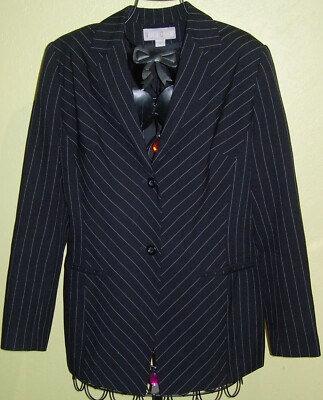 128) black women's blazer with pinstripes size 88 - by Vivien Caron