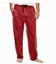 Mens Red tartan Micro Fleece Lounge Pants Size XL Plaid Sleepwear Pajama
