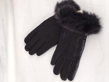 NEW Women's Dressy Gloves Genuine Leather Thermal Lining Fur Trim Cuff
