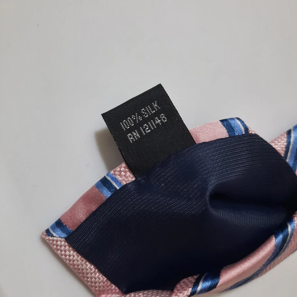 Corbata de seda Joseph Abboud para hombre 60x3,5 rosa azul marino a rayas Foto 4 de 4