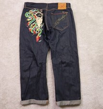 Ed Hardy Jeans Mens 44x34 Vintage Y2K Embroid...
