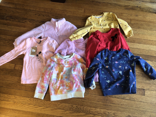 MIXED LOT 4T GIRLS SWEATERS 7 PCS - CAT & JACK SNOOPY IDEOLOGY EXCELLENT
