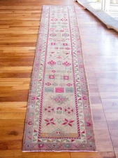 Turkish Runner Rug, Hand Made Rug, Tribal Wool Rug, Ethnic Runner Rug 3 x 11 ft