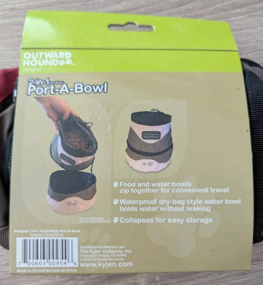 Tazón de viaje portátil 2 en 1 de comida/agua para perros - Port-A-Bowl Outward Hound marca Foto 4 de 4
