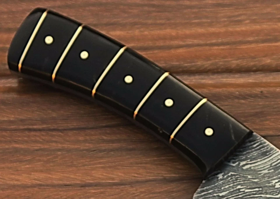 Cuchillo Bowie de caza de acero Damasco hecho a mano personalizado con mango de madera de rosa Foto 4 de 4