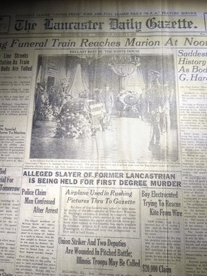 AUG 9, 1923 NEWSPAPER #2560- PRESIDENT WARREN G. HARDING FUNERAL TRAIN- 3 PAGES