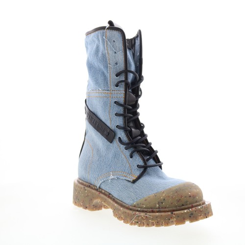 A.S. 98 Cambert Womens Blue Canvas Lace Up Casual Dress Boots