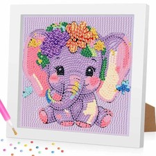 Elephant Elephant Diamond Painting Kit 6x6 Inch with Frame - Full Drill 5D