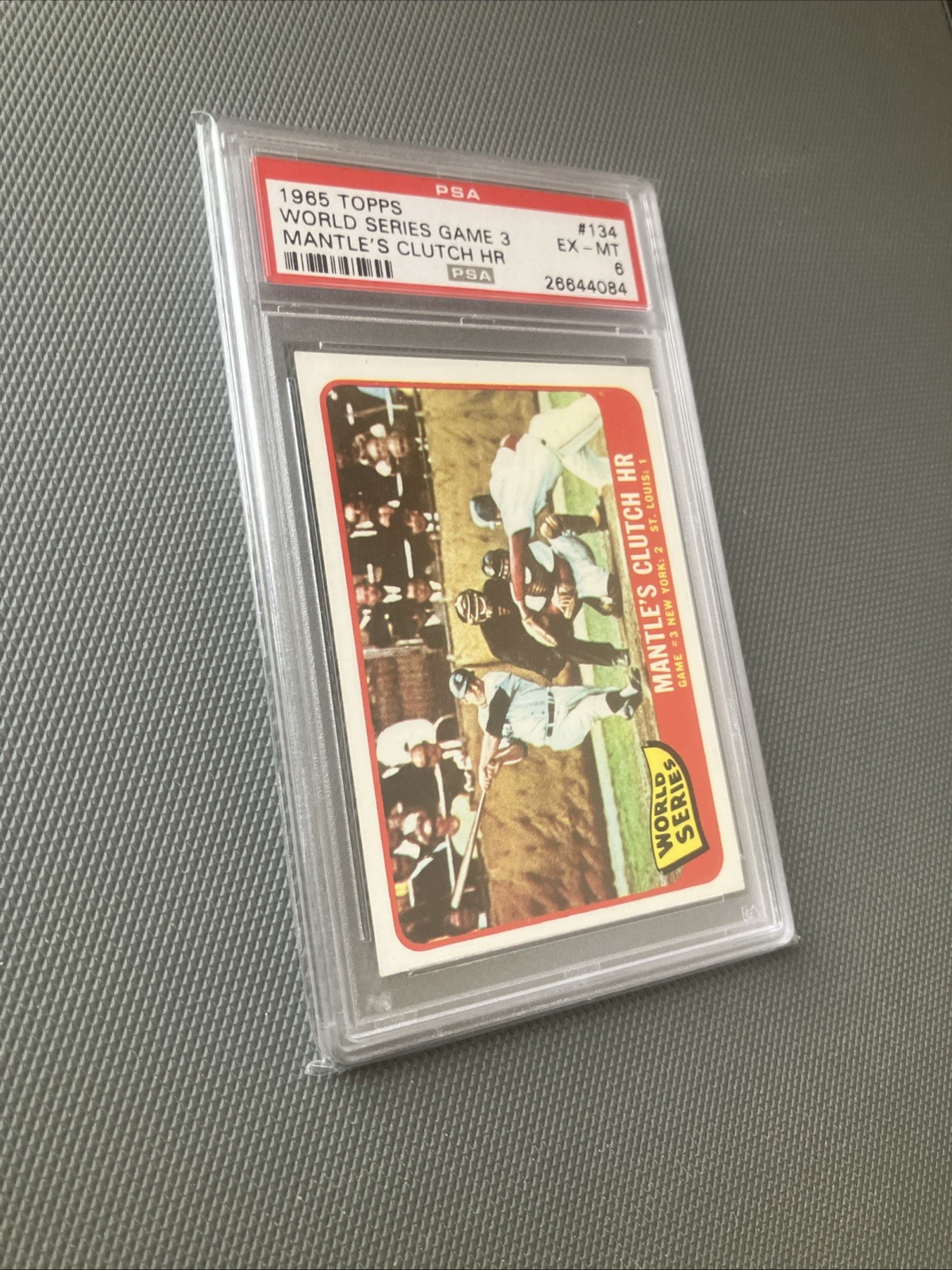1965 Topps - Mickey Mantle #134 Mantle's Clutch Home Run PSA 6 view 6