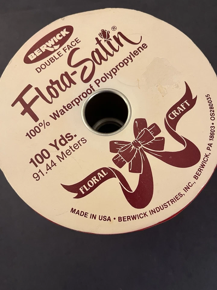 VTG Berwick Flora Satin Ribbon 2 - 3/4" Wide 100 Yd Roll Waterproof Red - Image 4 of 4