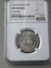 1943-M Mexico 50 Centavos Silver Coin NGC Uncirculated Details Cleaned KM-447 — photo 1