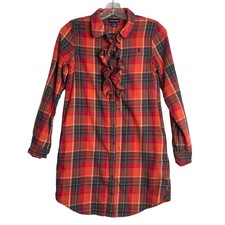 Ralph Lauren Plaid Dress Girls 14 Multi Color Ruffle Preppy Long Sleeve Holiday