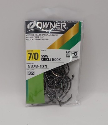 Owner 5378-171 SSW Circle Hook Up-Eye Offset Med Shank Hangnail Point 7/0 27Ct