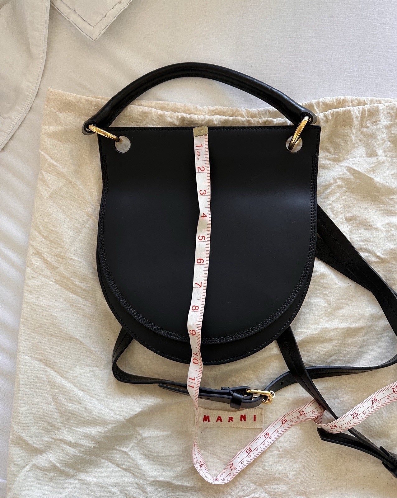 Authentic Marni Convertible Backpack Handbag Black Matte Leather — image 17