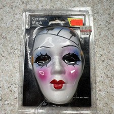 Vintage Ceramic Mardi Gras Mask Wall Hanging Musical Notes Doll 3 X 4 Mime