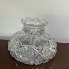Exquisite Large American Brilliant Cut Glass Vase, Lovely Details!
