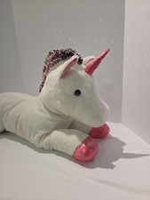Aurora 28" Celestia Unicorn Plush Stuffed Animal Toy Sequin Pink White