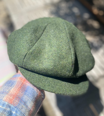 Vintage Hatterdashery Forest Green Wool Newsboy Style Hat Cap Adjustable