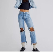 FREE PEOPLE WE THE FREE MAGGIE MID-RISE STRAIGHT LEG JEANS SIZE 25 O15