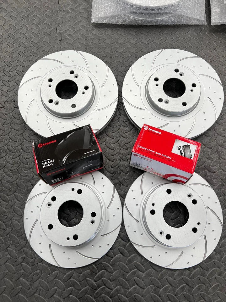 SKEGNESS PERFORMANCE VW Golf MK5 GT 2.0 TDI Dimpled Grooved Brake Disc Set Front & Rear + BREMBO PADS