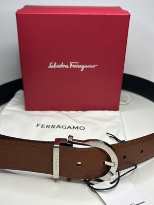 SALVATORE FERRAGAMO TAN & BLACK  REVERSIBLE  MENS BELT