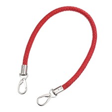 60cm Short Leather PU Braided Purse Replacement Handle - Red, Silver