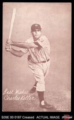 1939 Exhibits Salutations Charles Keller  CR on Right Yankees VARIATION 3 - VG