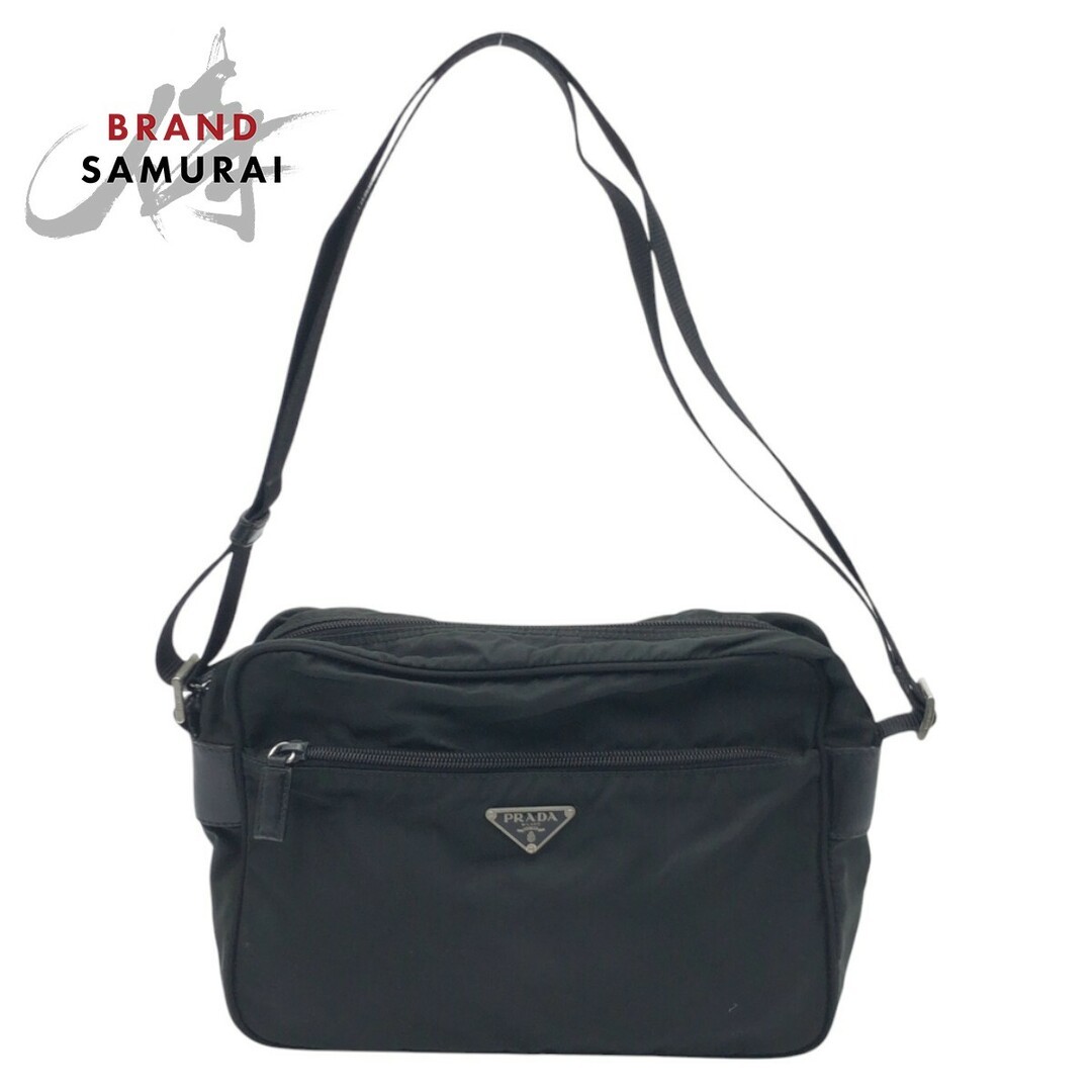 RARE PRADA Black Nylon Shoulder Bag with Triangle Logo Unisex Men 500