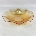 Vintage Jeannette Glass Floragold Louisa Ruffled Rim Bowl 9.75 Inch