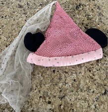 Vtg Mickey Mouse Ears Princess Youth Hat Veil Pink Sparkle Disney Parks RARE Y2K