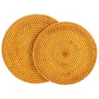 2Pcs Rattan Weave Cup Mat Hand-Made Crafts Rattan Coasters Home Decoration