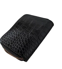 Bew Faux Croc Wallet Women's Small Black Zip Around NWOT A New Day