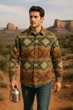 Territory Ahead Men XXL Aztec Southwestern Blanket Shirt Long Sleeve Hvy Cotton
