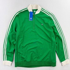 Adidas Originals Mens 3-Stripe Golf 1/4 Zip Pullover L Green/White JP2061, NWT