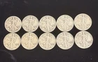 1941-1942-S Liberty Walking Half Dollar, 90% Silver, 50c, 10 Coin Lot