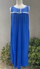 Vtg Long Nightgown Nylon Blue White Sz 36 M Sears