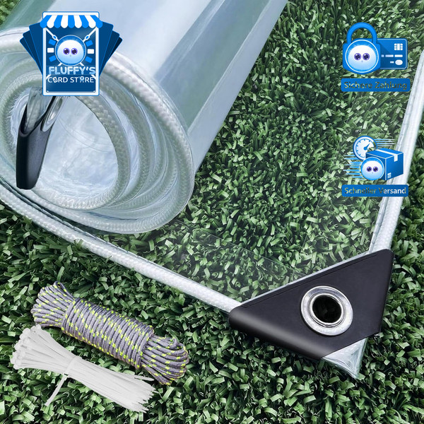 Abdeckplane Transparent PVC 450 G/M² Wasserdicht ReißFest 2X3M Garten Pavillon-image
