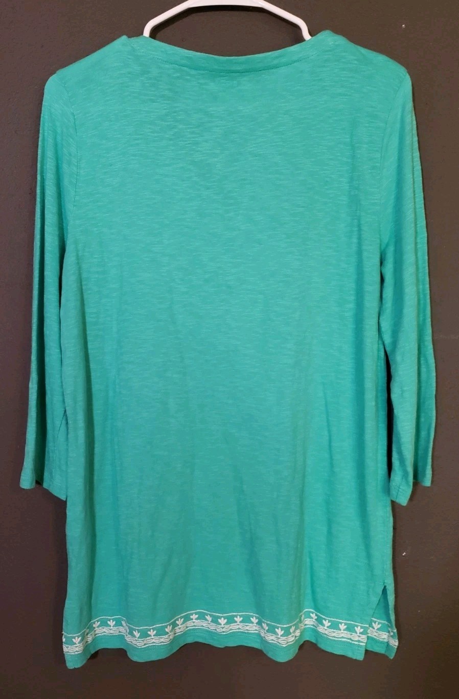 Talbots Women's Medium Embroidered Split-Neck Tur… - image 7